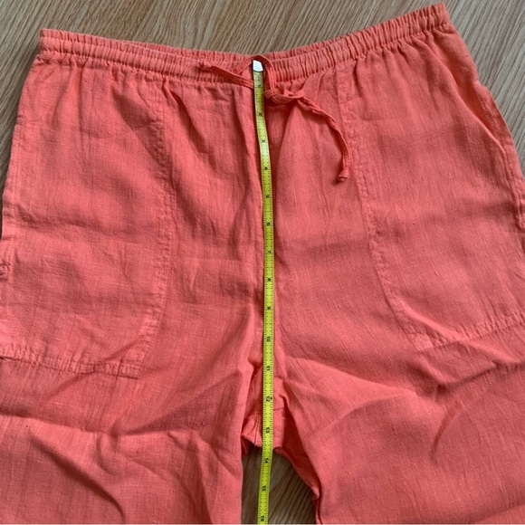 Women's Linen Wide Leg Pants with Drawstring Orange Size S/M Boho Beachy Coastal - Picture 6 of 12